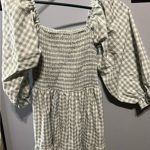 Green Gingham Smocked Dress